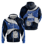 Personalized North Melbourne Football Zip Hoodie Easter Egg Pattern Blue White Tribal Dot Art Style