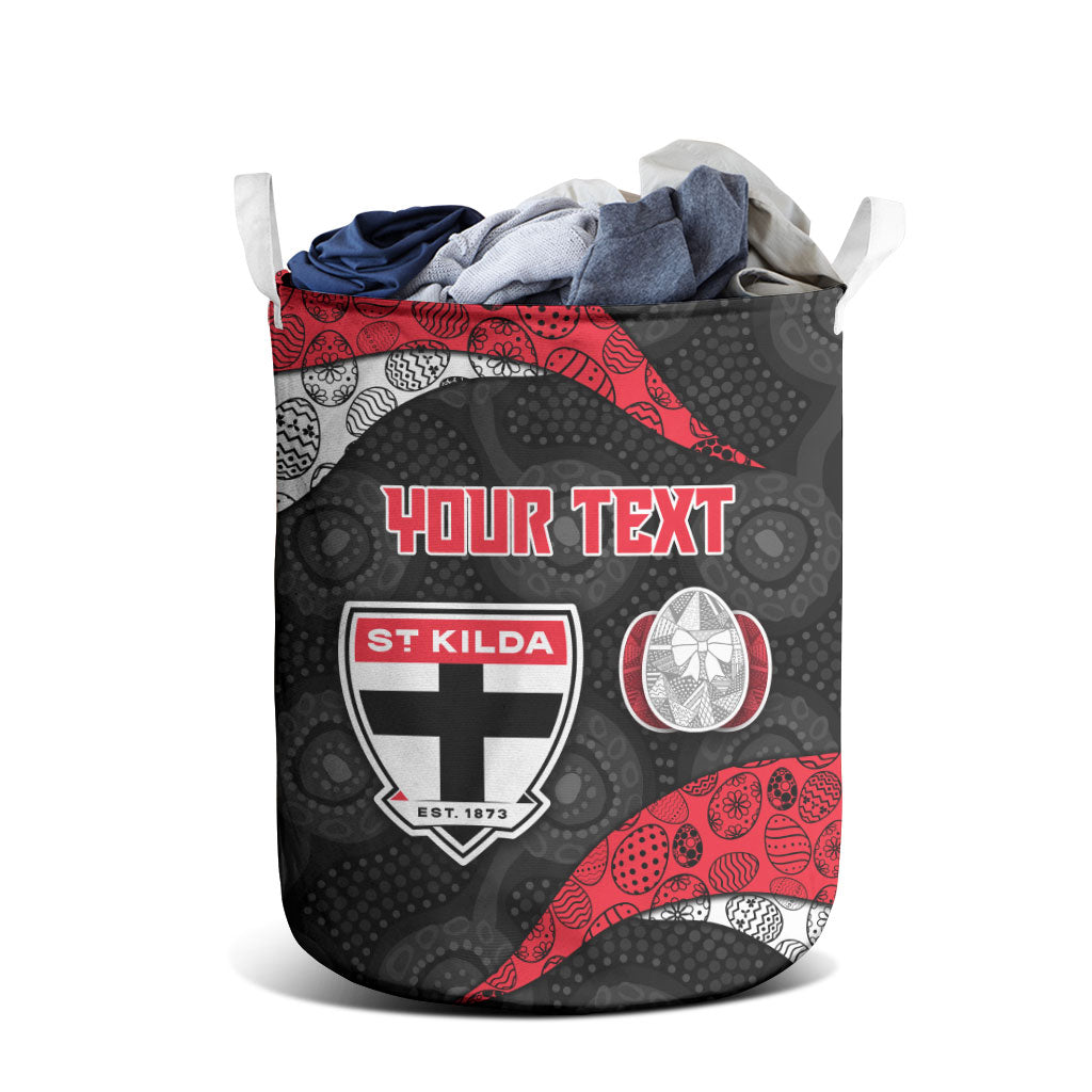 Personalized St Kilda Football Laundry Basket Easter Egg Pattern Red Black White Tribal Dot Style