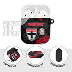 Personalized St Kilda Football AirPods Case Easter Egg Pattern Red Black White Tribal Dot Style