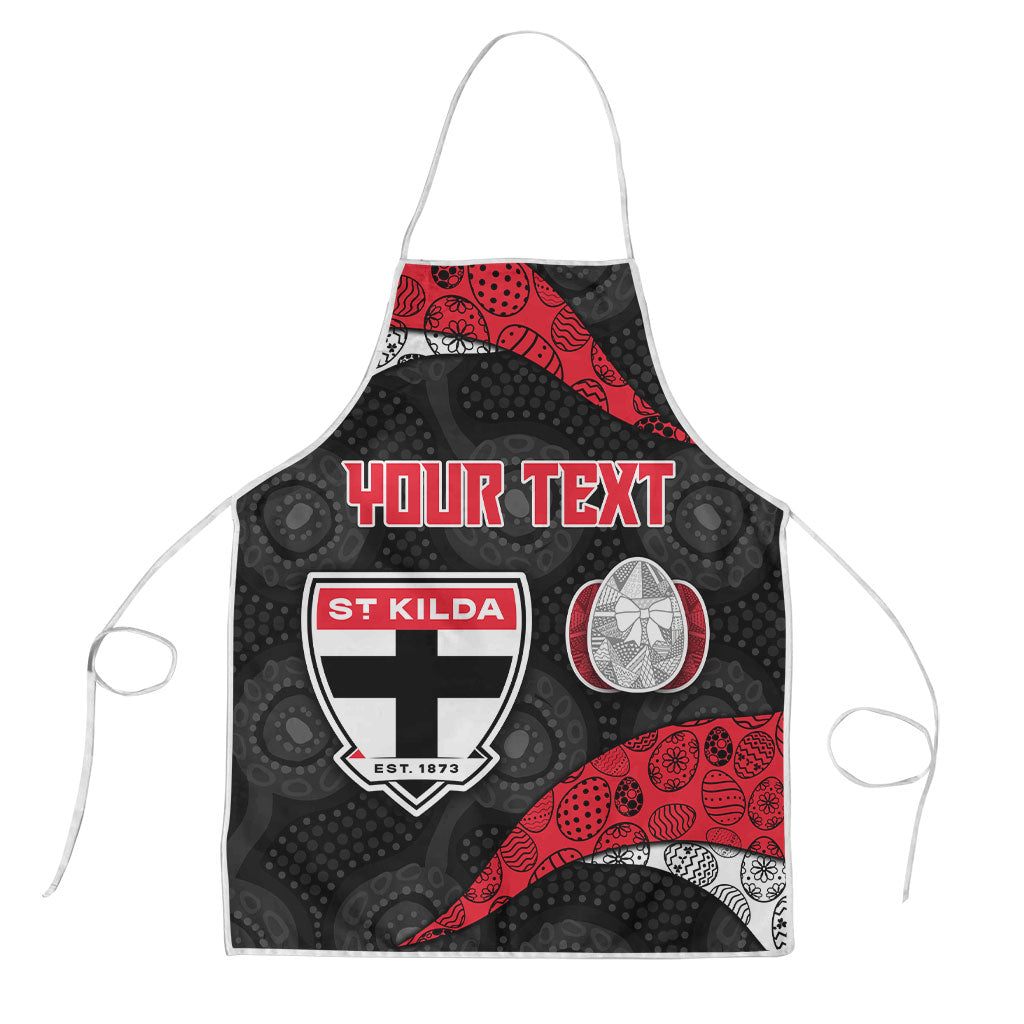 Personalized St Kilda Football Apron Easter Egg Pattern Red Black White Tribal Dot Style