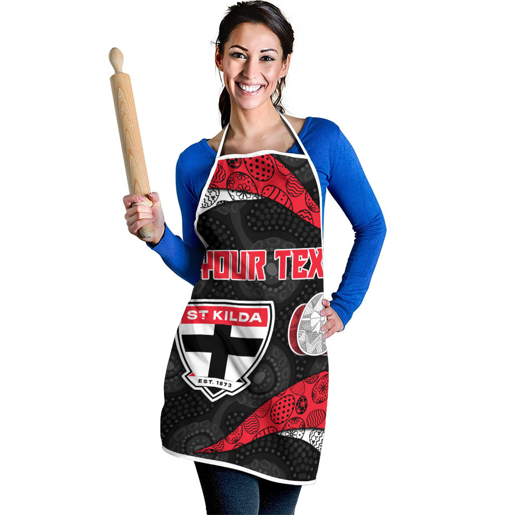 Personalized St Kilda Football Apron Easter Egg Pattern Red Black White Tribal Dot Style