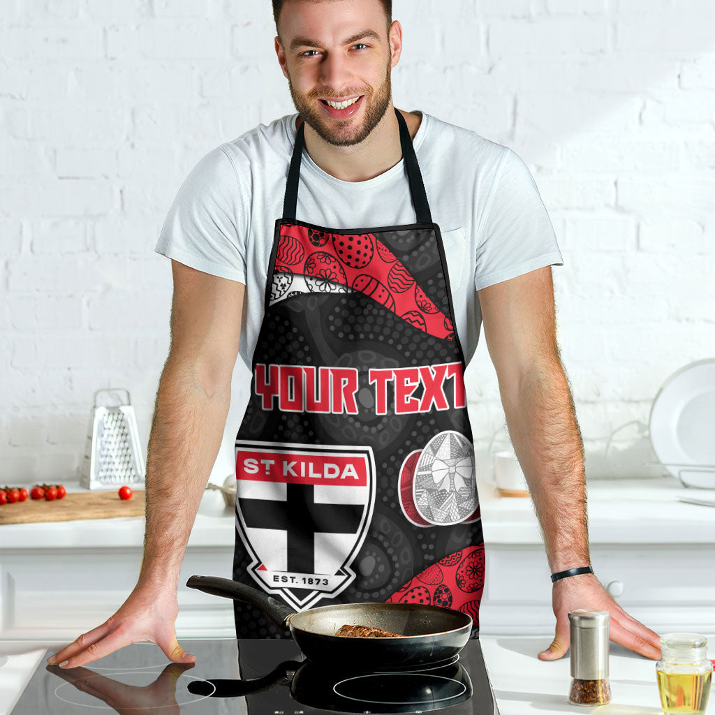Personalized St Kilda Football Apron Easter Egg Pattern Red Black White Tribal Dot Style