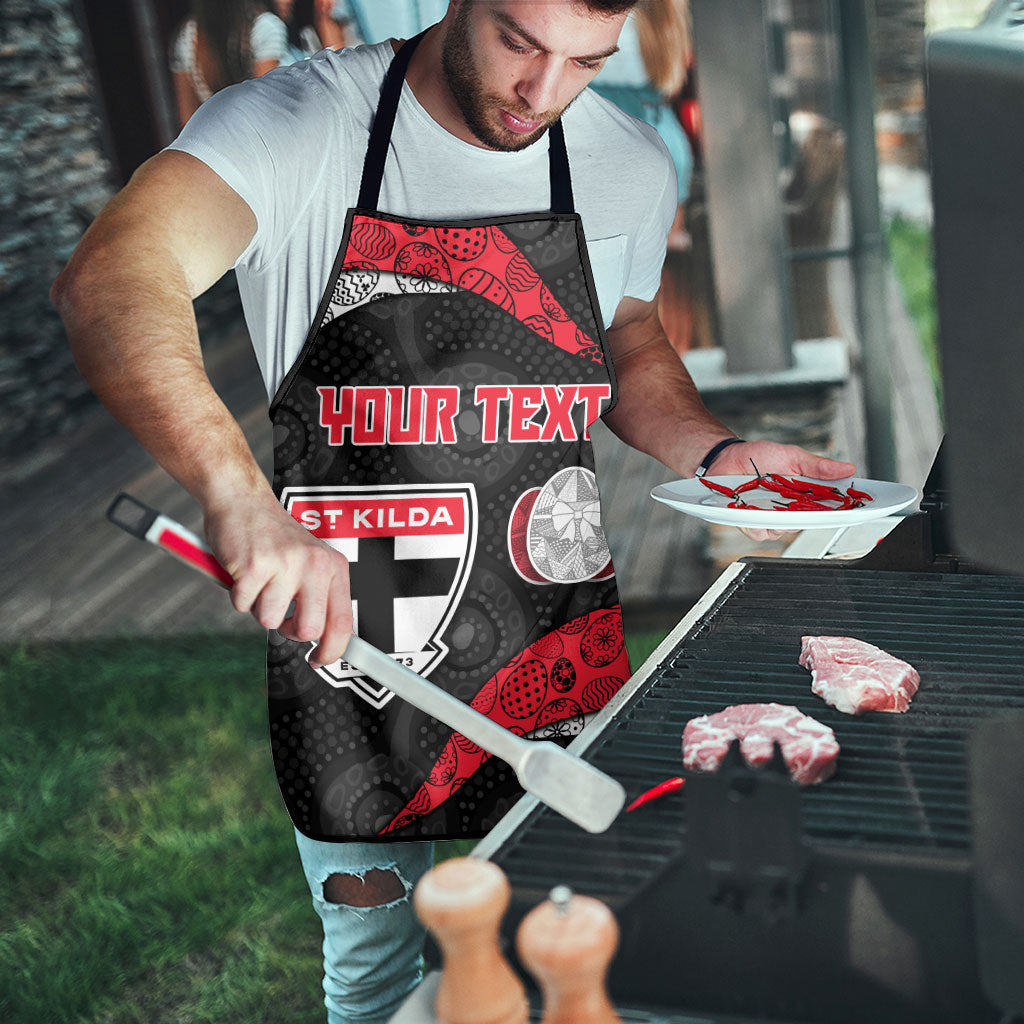 Personalized St Kilda Football Apron Easter Egg Pattern Red Black White Tribal Dot Style