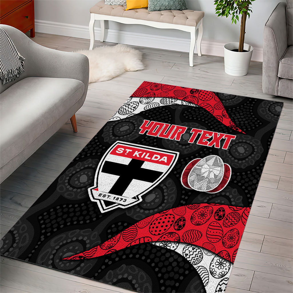 Personalized St Kilda Football Area Rug Easter Egg Pattern Red Black White Tribal Dot Style