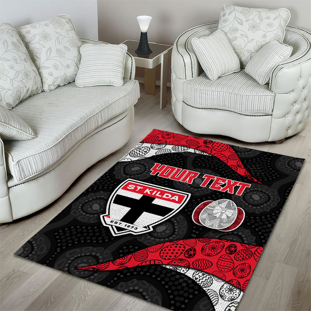 Personalized St Kilda Football Area Rug Easter Egg Pattern Red Black White Tribal Dot Style