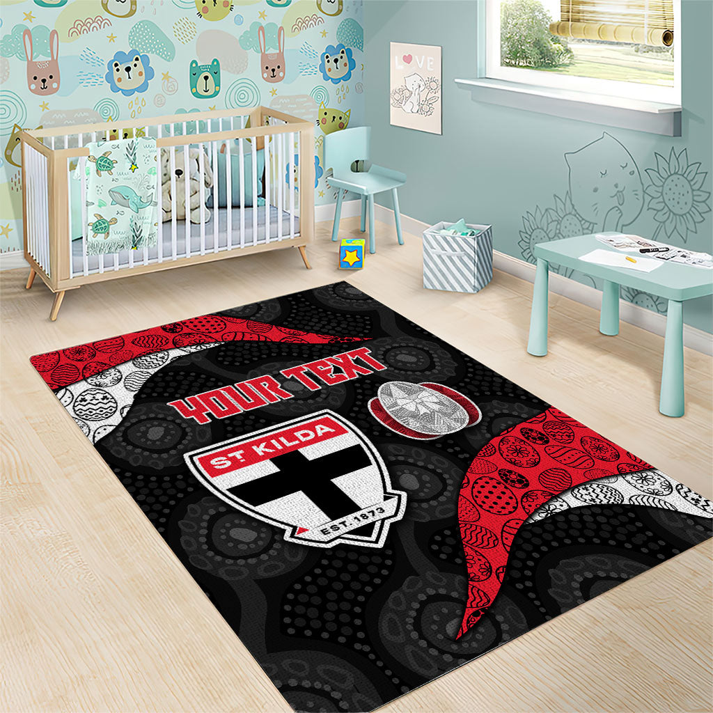 Personalized St Kilda Football Area Rug Easter Egg Pattern Red Black White Tribal Dot Style