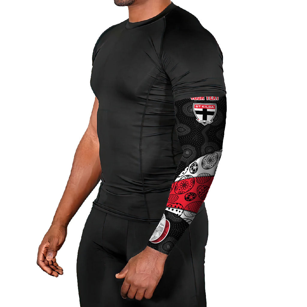 Personalized St Kilda Football Arm Sleeves Easter Egg Pattern Red Black White Tribal Dot Style