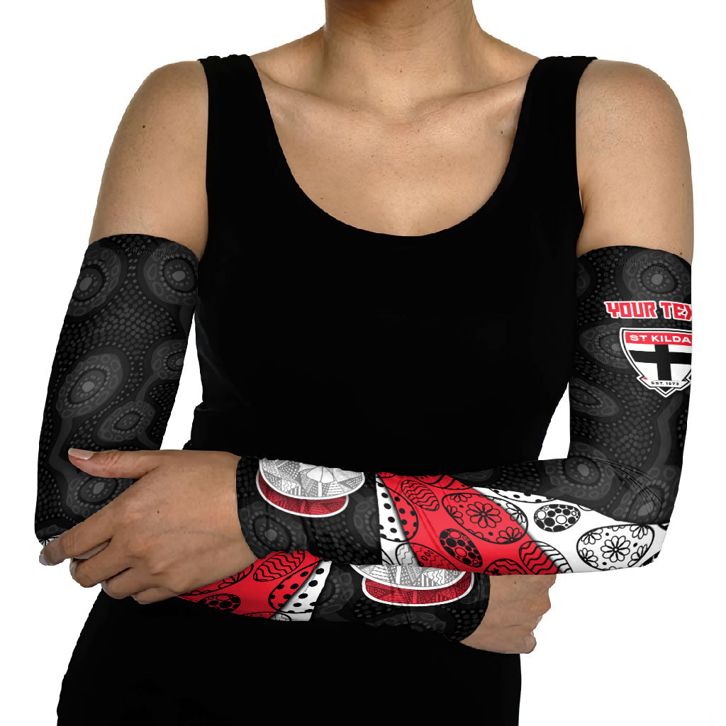 Personalized St Kilda Football Arm Sleeves Easter Egg Pattern Red Black White Tribal Dot Style