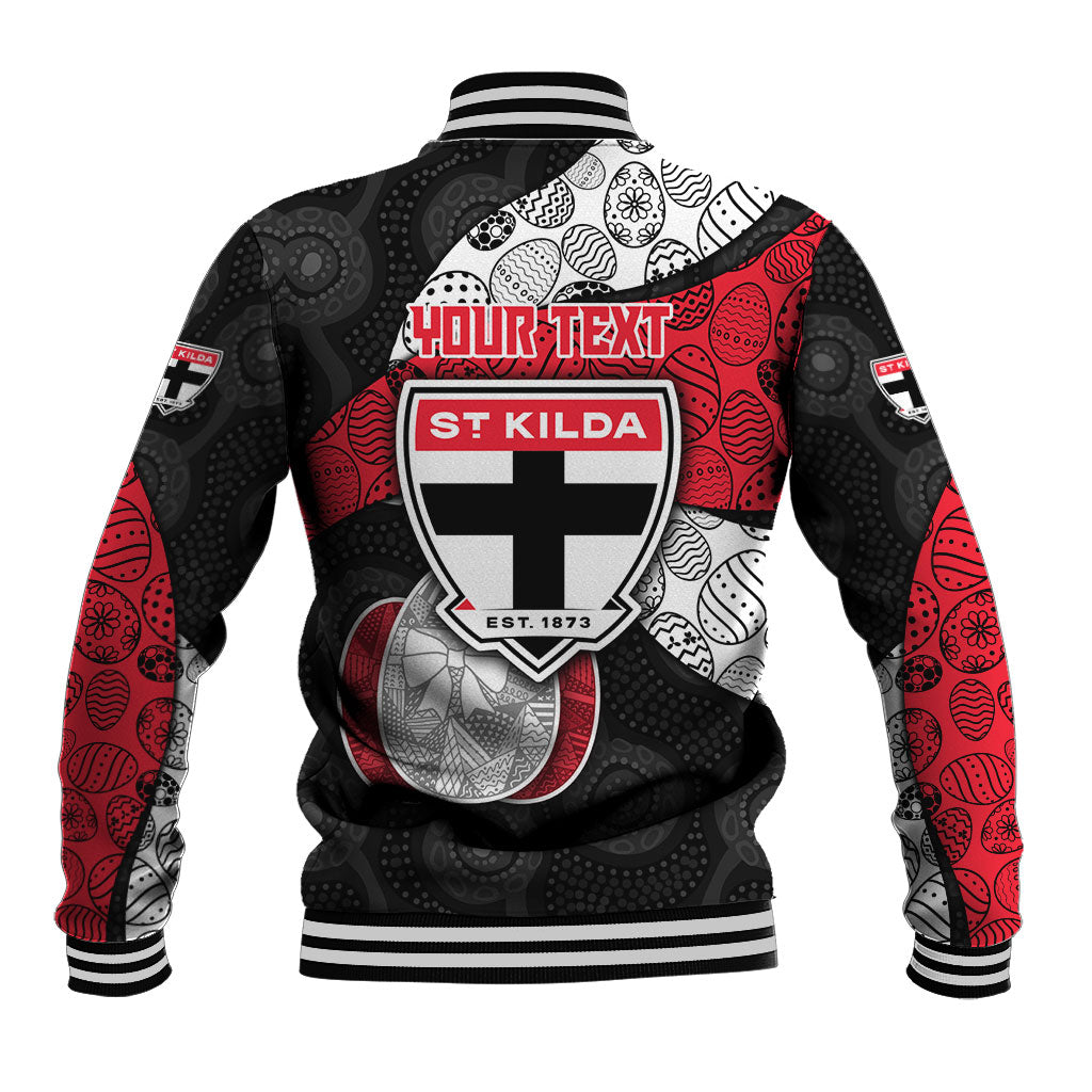 Personalized St Kilda Football Baseball Jacket Easter Egg Pattern Red Black White Tribal Dot Style