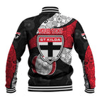 Personalized St Kilda Football Baseball Jacket Easter Egg Pattern Red Black White Tribal Dot Style