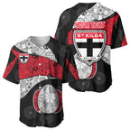 Personalized St Kilda Football Baseball Jersey Easter Egg Pattern Red Black White Tribal Dot Style