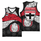 Personalized St Kilda Football Basketball Jersey Easter Egg Pattern Red Black White Tribal Dot Style