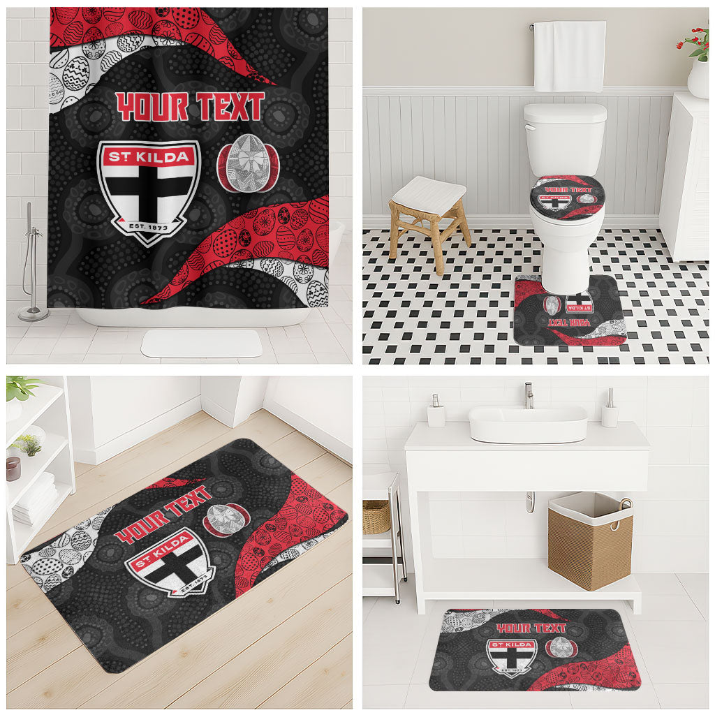 Personalized St Kilda Football Bathroom Set Easter Egg Pattern Red Black White Tribal Dot Style