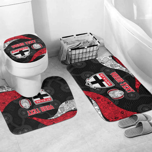 Personalized St Kilda Football Bathroom Set Easter Egg Pattern Red Black White Tribal Dot Style