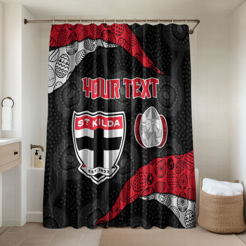 Personalized St Kilda Football Bathroom Set Easter Egg Pattern Red Black White Tribal Dot Style