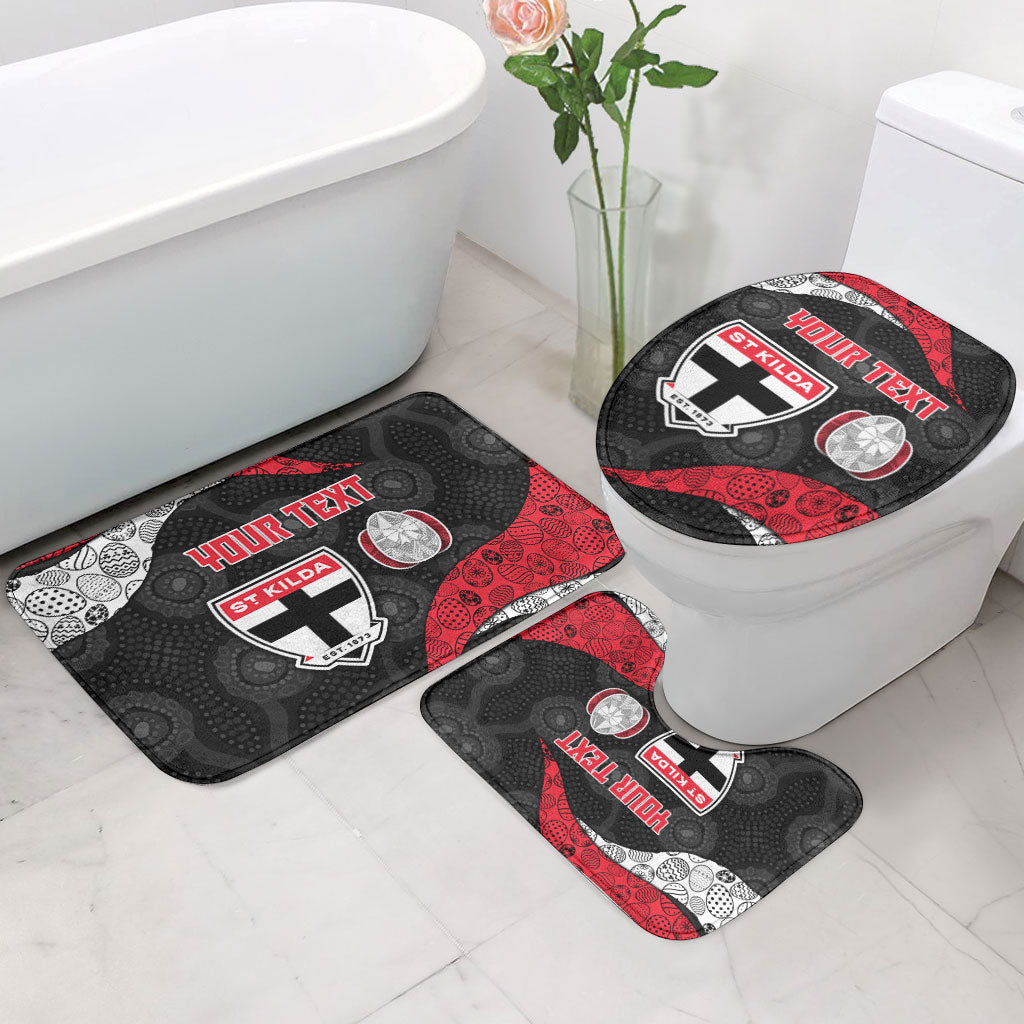 Personalized St Kilda Football Bathroom Set Easter Egg Pattern Red Black White Tribal Dot Style