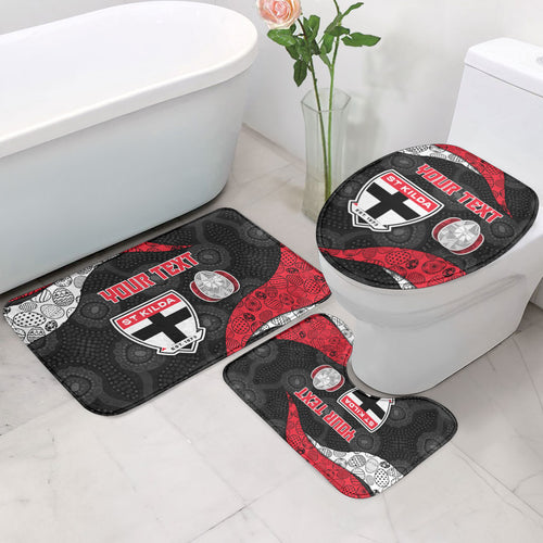 Personalized St Kilda Football Bathroom Set Easter Egg Pattern Red Black White Tribal Dot Style