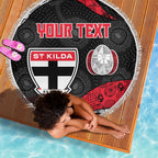 Personalized St Kilda Football Beach Blanket Easter Egg Pattern Red Black White Tribal Dot Style