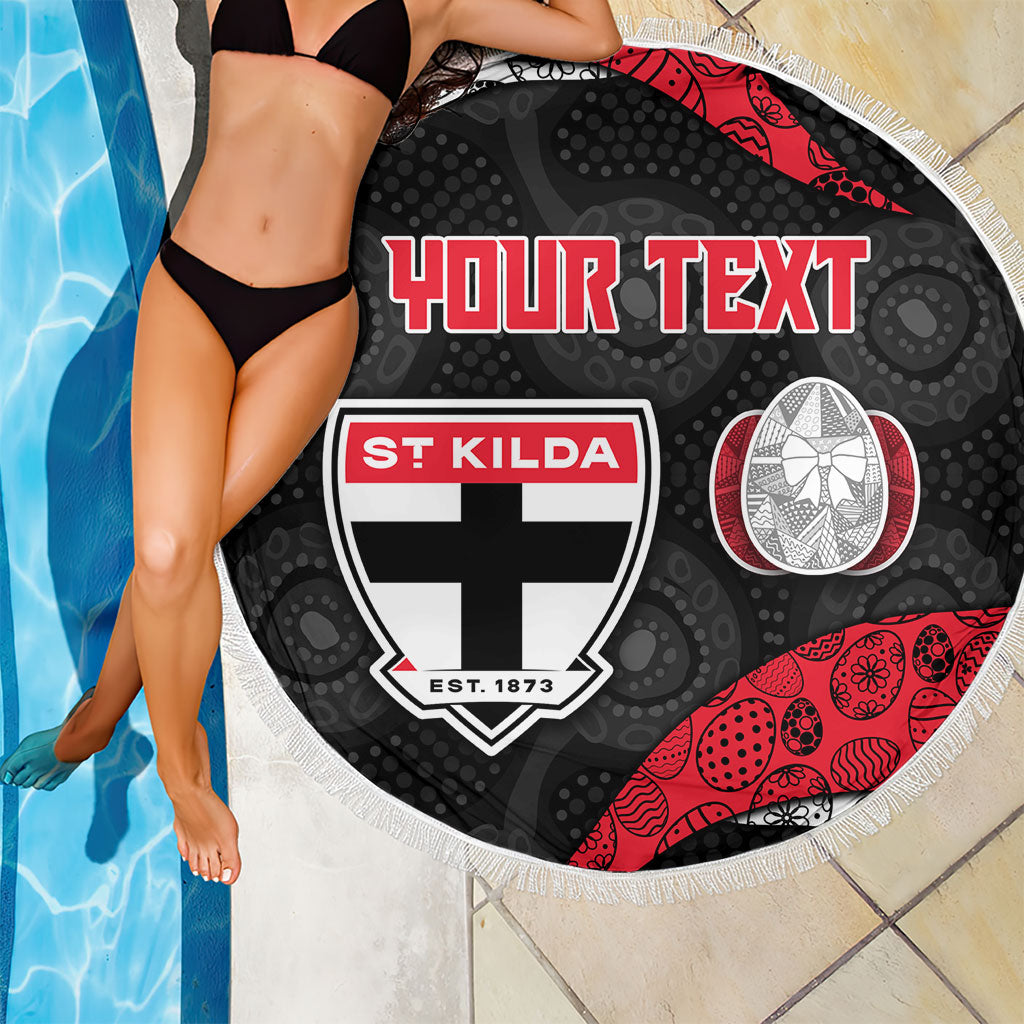Personalized St Kilda Football Beach Blanket Easter Egg Pattern Red Black White Tribal Dot Style