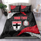 Personalized St Kilda Football Bedding Set Easter Egg Pattern Red Black White Tribal Dot Style