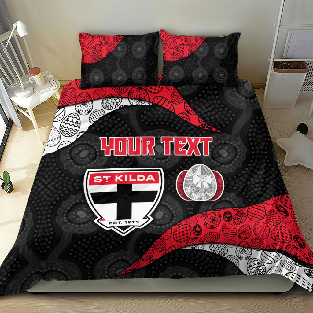 Personalized St Kilda Football Bedding Set Easter Egg Pattern Red Black White Tribal Dot Style