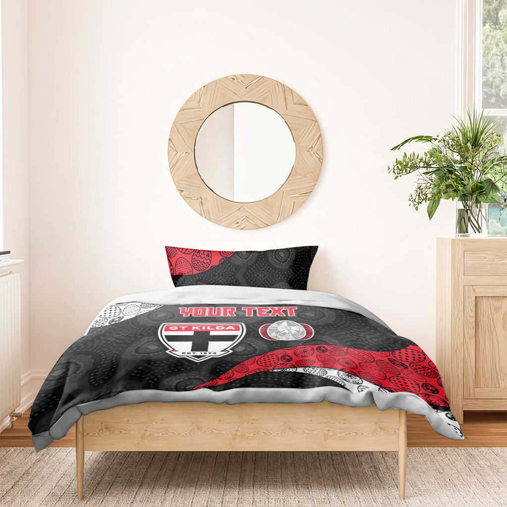 Personalized St Kilda Football Bedding Set Easter Egg Pattern Red Black White Tribal Dot Style