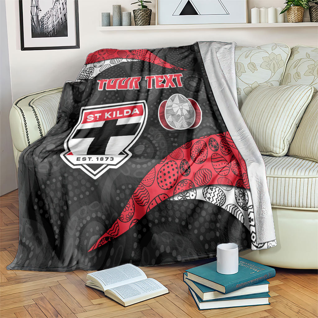 Personalized St Kilda Football Blanket Easter Egg Pattern Red Black White Tribal Dot Style