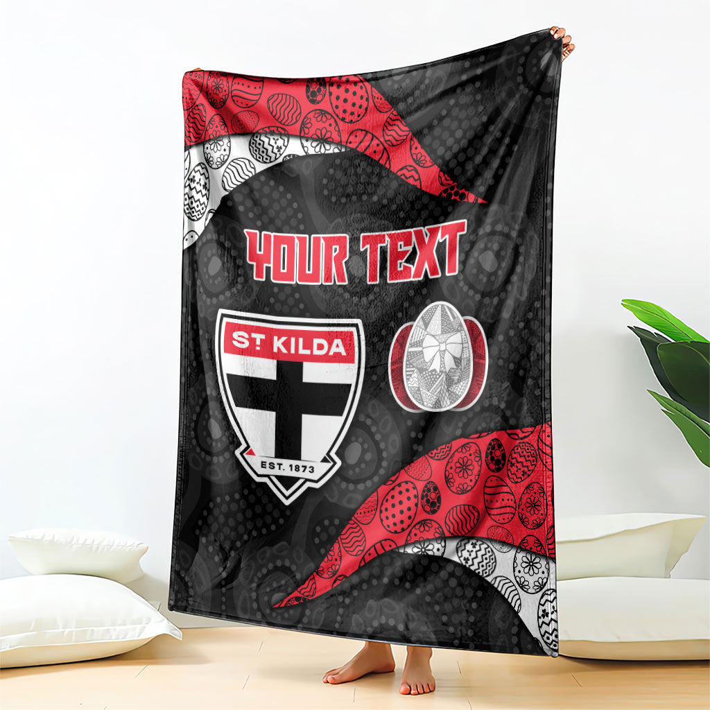 Personalized St Kilda Football Blanket Easter Egg Pattern Red Black White Tribal Dot Style