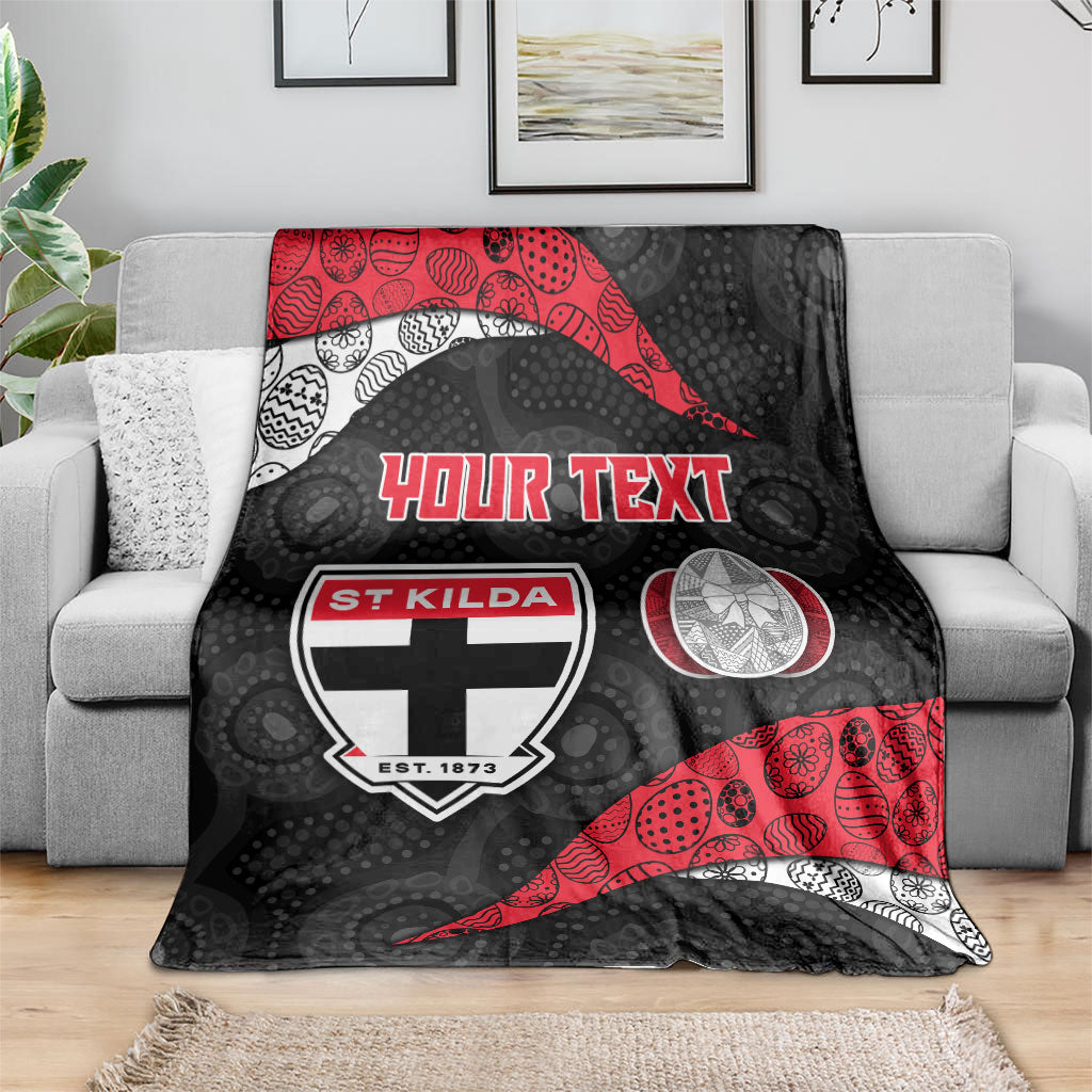 Personalized St Kilda Football Blanket Easter Egg Pattern Red Black White Tribal Dot Style
