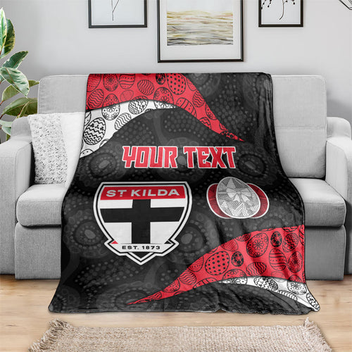 Personalized St Kilda Football Blanket Easter Egg Pattern Red Black White Tribal Dot Style