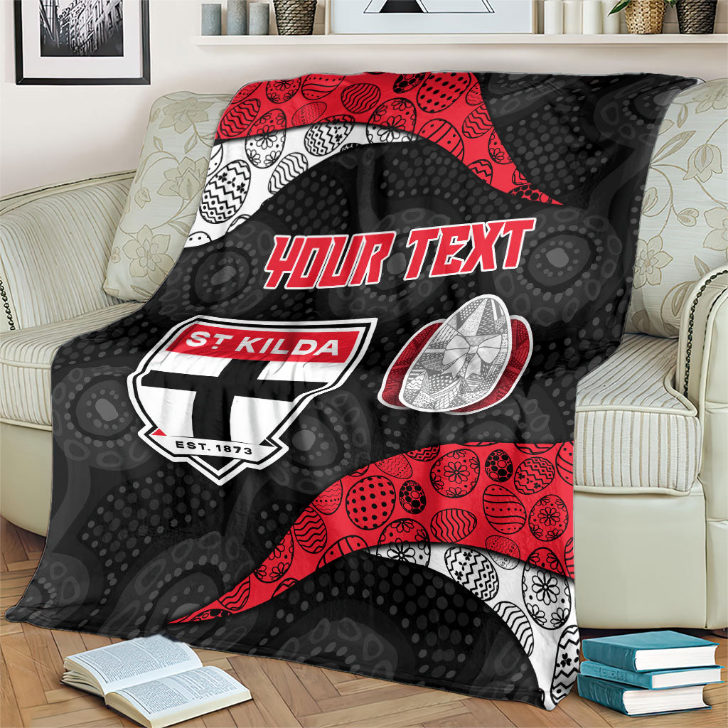 Personalized St Kilda Football Blanket Easter Egg Pattern Red Black White Tribal Dot Style