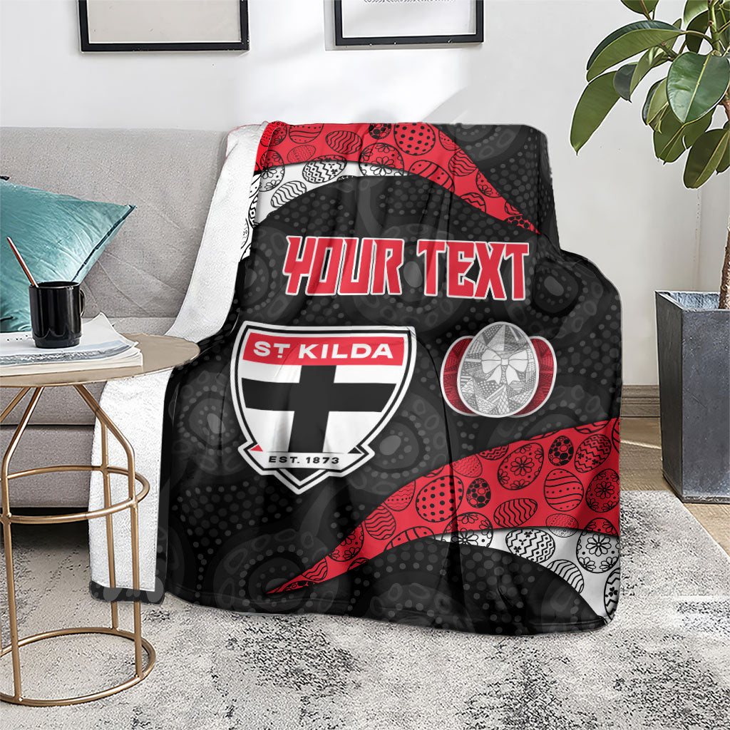 Personalized St Kilda Football Blanket Easter Egg Pattern Red Black White Tribal Dot Style