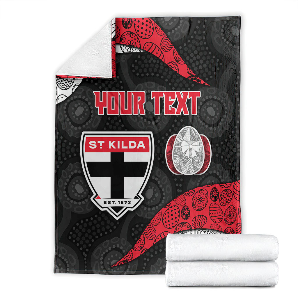 Personalized St Kilda Football Blanket Easter Egg Pattern Red Black White Tribal Dot Style