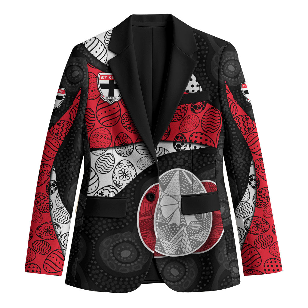 Personalized St Kilda Football Blazer Easter Egg Pattern Red Black White Tribal Dot Style