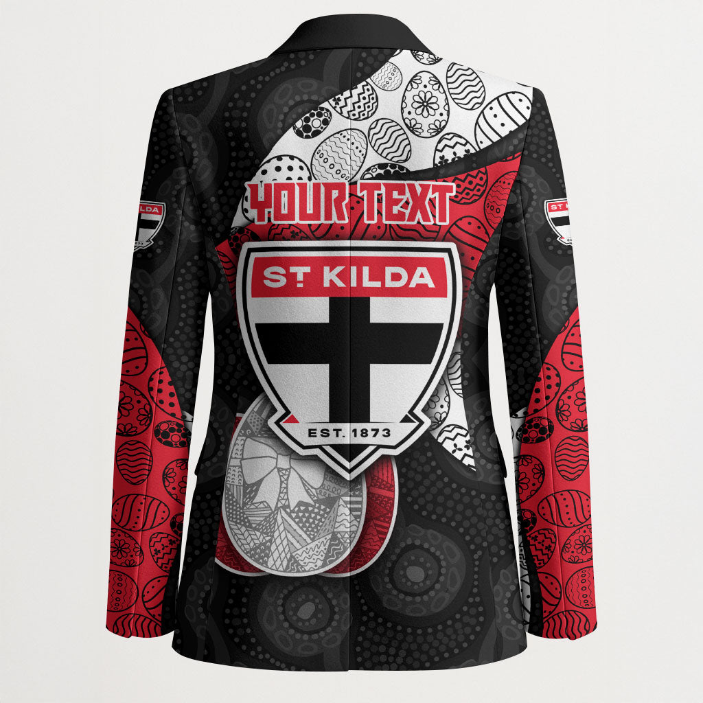 Personalized St Kilda Football Blazer Easter Egg Pattern Red Black White Tribal Dot Style