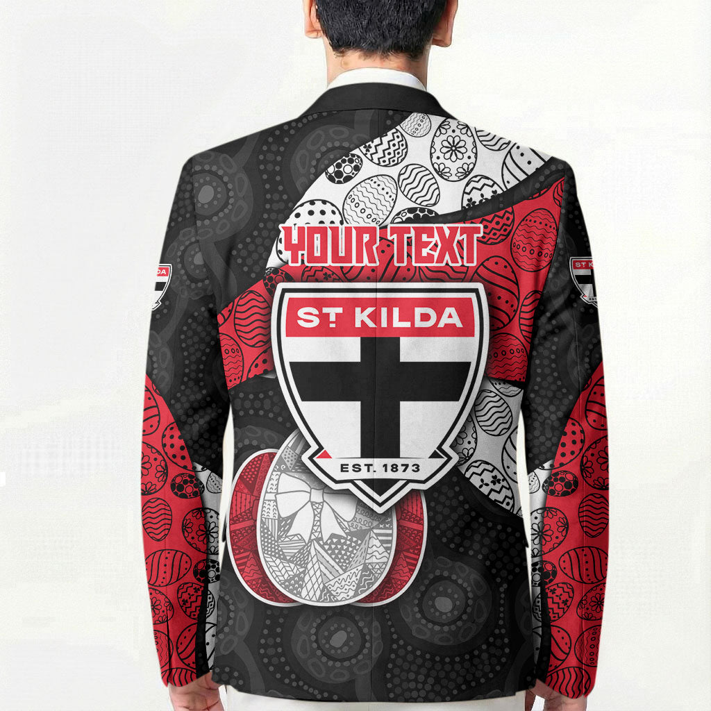 Personalized St Kilda Football Blazer Easter Egg Pattern Red Black White Tribal Dot Style