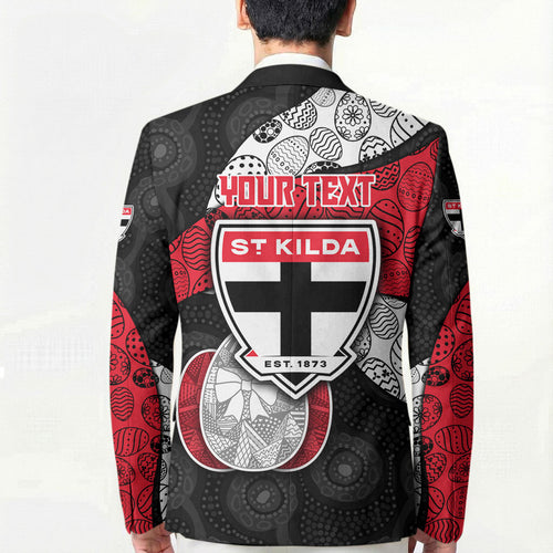 Personalized St Kilda Football Blazer Easter Egg Pattern Red Black White Tribal Dot Style