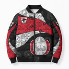Personalized St Kilda Football Bomber Puffer Jacket Easter Egg Pattern Red Black White Tribal Dot Style