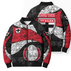 Personalized St Kilda Football Bomber Puffer Jacket Easter Egg Pattern Red Black White Tribal Dot Style