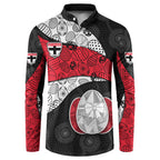 Personalized St Kilda Football Button Sweatshirt Easter Egg Pattern Red Black White Tribal Dot Style