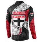 Personalized St Kilda Football Button Sweatshirt Easter Egg Pattern Red Black White Tribal Dot Style