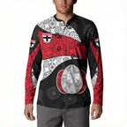 Personalized St Kilda Football Button Sweatshirt Easter Egg Pattern Red Black White Tribal Dot Style