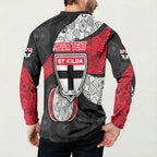 Personalized St Kilda Football Button Sweatshirt Easter Egg Pattern Red Black White Tribal Dot Style