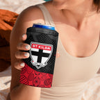 Personalized St Kilda Football 4 in 1 Can Cooler Tumbler Easter Egg Pattern Red Black White Tribal Dot Style
