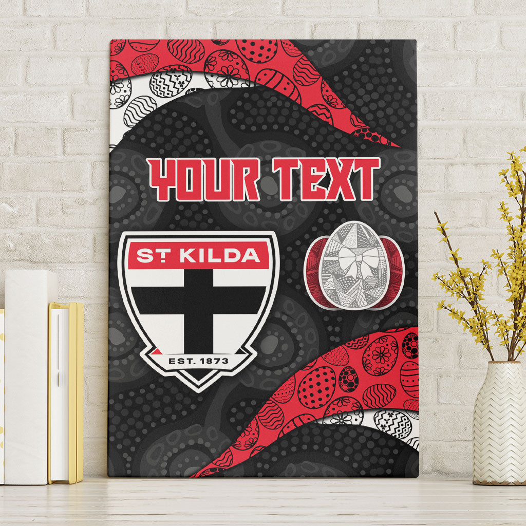 Personalized St Kilda Football Canvas Wall Art Easter Egg Pattern Red Black White Tribal Dot Style