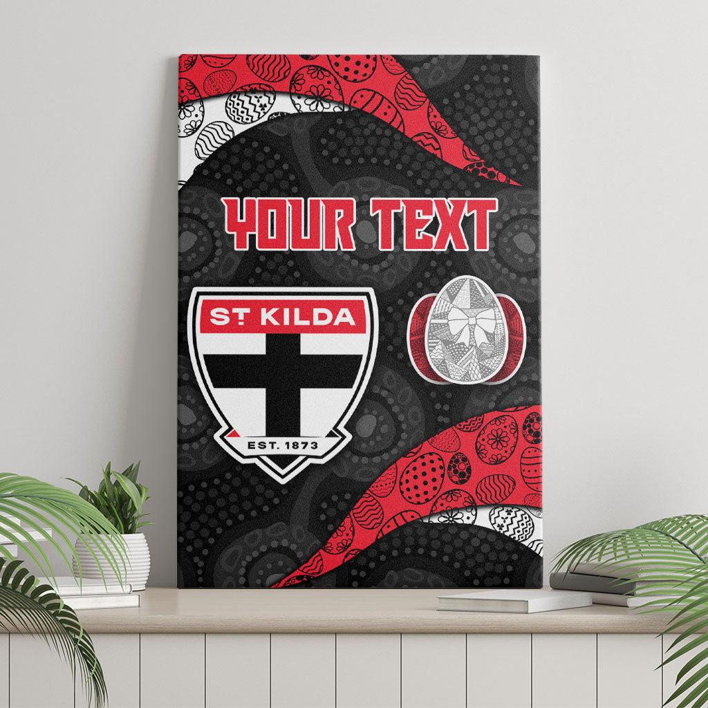 Personalized St Kilda Football Canvas Wall Art Easter Egg Pattern Red Black White Tribal Dot Style