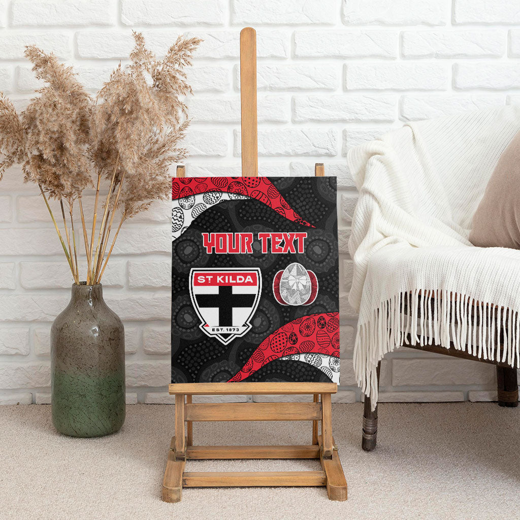 Personalized St Kilda Football Canvas Wall Art Easter Egg Pattern Red Black White Tribal Dot Style