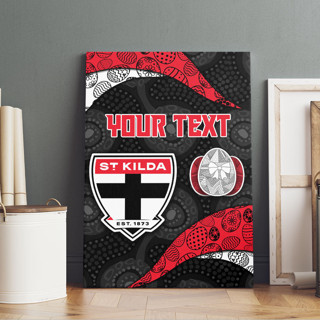 Personalized St Kilda Football Canvas Wall Art Easter Egg Pattern Red Black White Tribal Dot Style