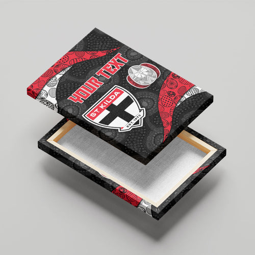 Personalized St Kilda Football Canvas Wall Art Easter Egg Pattern Red Black White Tribal Dot Style