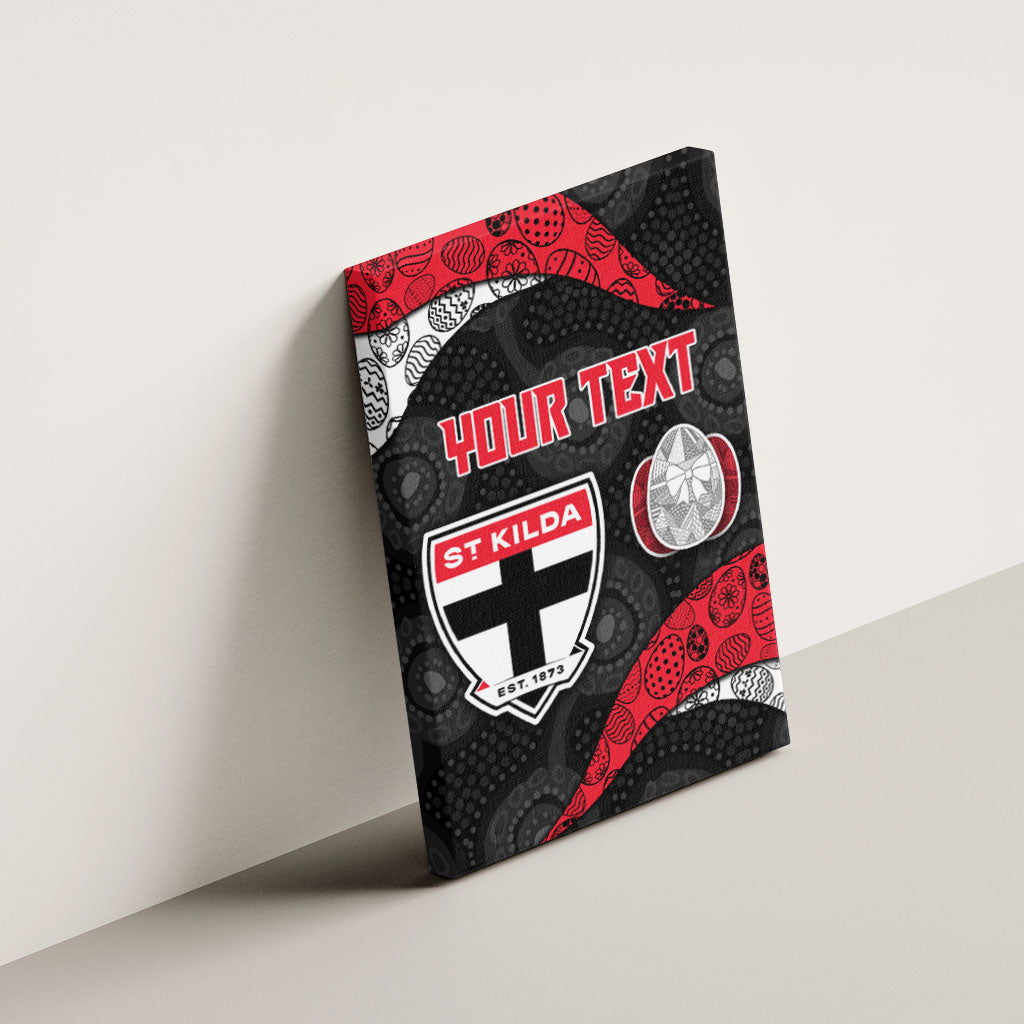 Personalized St Kilda Football Canvas Wall Art Easter Egg Pattern Red Black White Tribal Dot Style